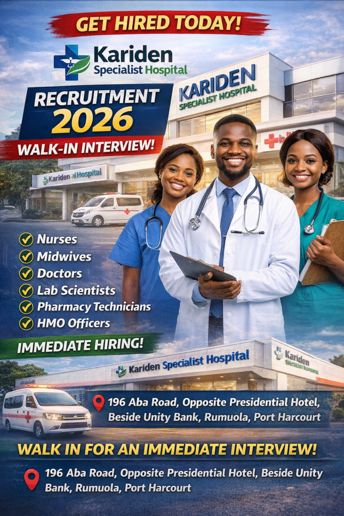 Kariden Specialist Hospital Recruitment 2026 – Walk-In Interview