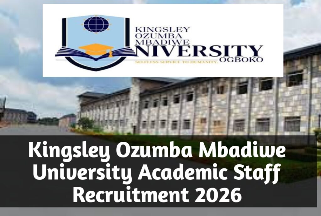 Kingsley Ozumba Mbadiwe University Academic Staff Recruitment 2026