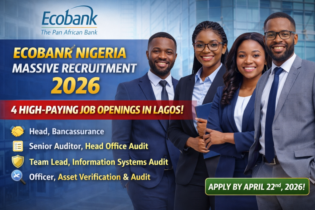 Ecobank Nigeria Massive Recruitment 2026 – Multiple High-Paying Roles