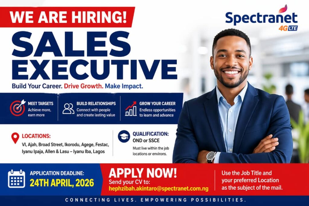 Sales Executive at Spectranet Limited Apply Before April 24, 2026