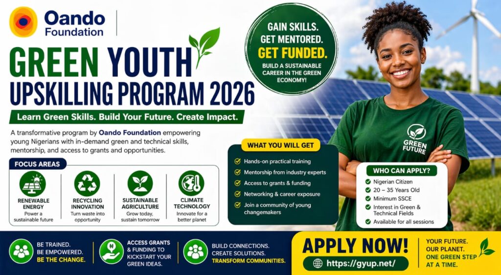 Apply Now: Oando Foundation Green Youth Upskilling Program 2026