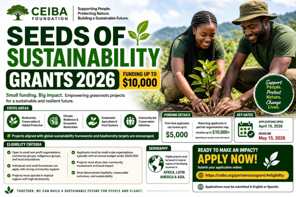 Apply for Seeds of Sustainability Grants 2026 – Get Up to $10,000 Funding for Environmental Projects