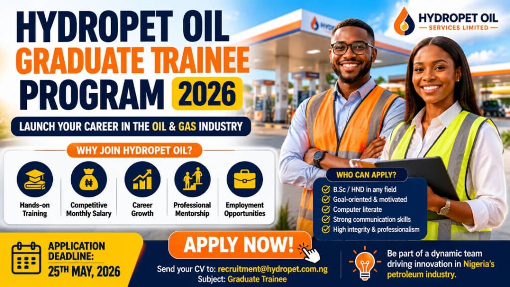 Hydropet Oil Graduate Trainee Program 2026 is Now Open for Fresh Graduates