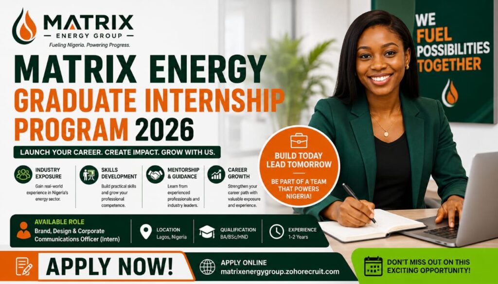Apply for Matrix Energy Graduate Internship Program 2026 