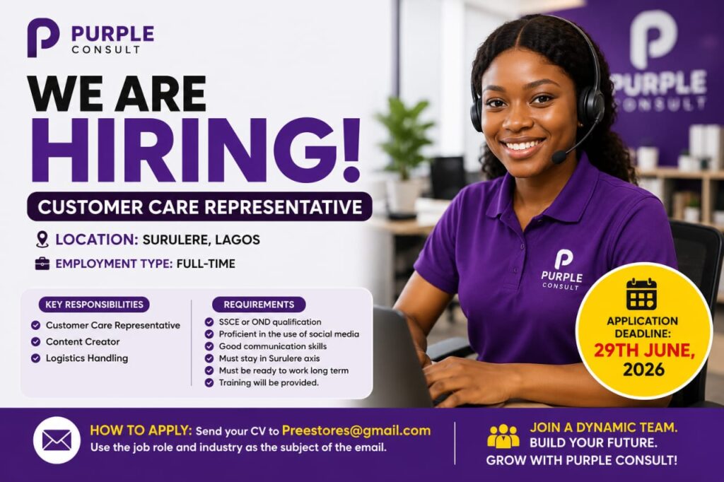 Apply for Customer Care Representative Job at Purple Consult