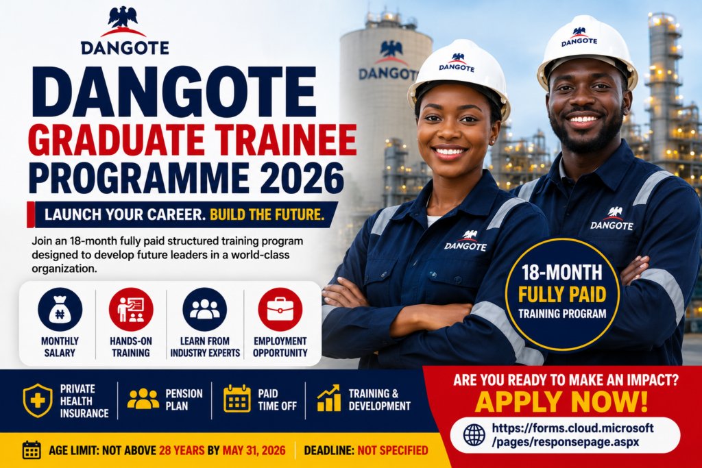 Dangote Graduate Trainee Programme 2026 Opens for Fresh Graduates