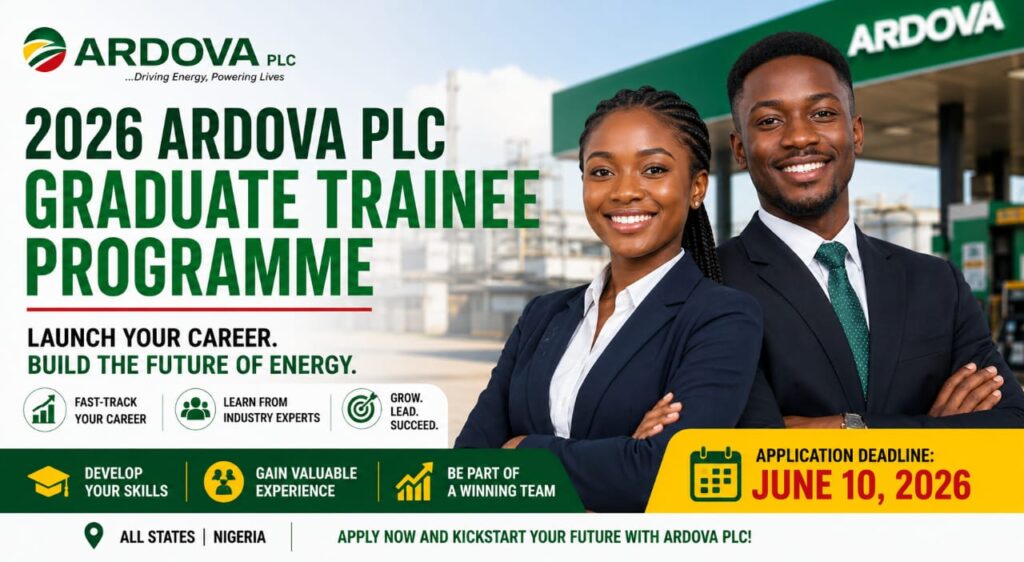 Apply for the Ardova Plc Graduate Trainee Programme 2026 | Apply Before June 10.