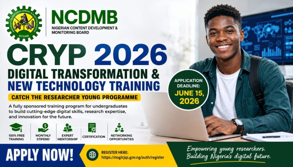 Apply for the NCDMB CRYP 2026 Digital Transformation and New Technology Training Program