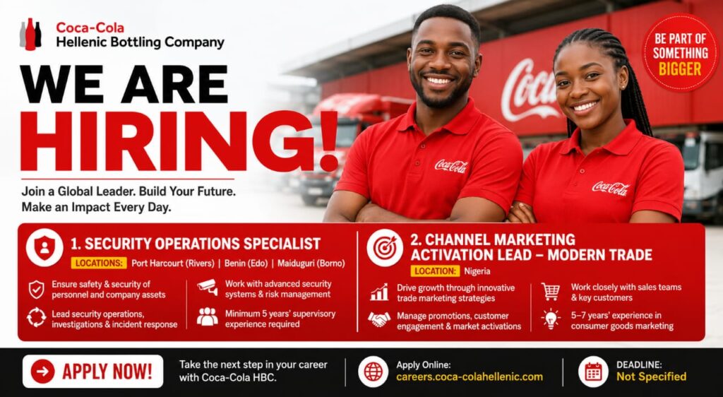 Apply for Coca-Cola HBC Recruitment for Security and Marketing Jobs 